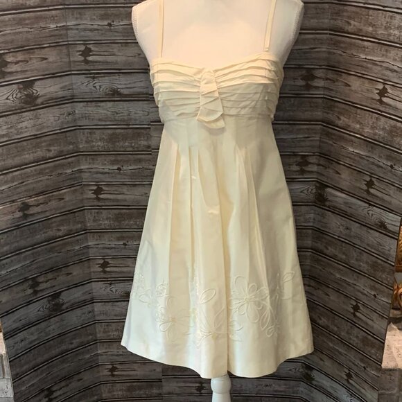 BCBGMAXAZRIA Pleated Bust A-Line Silk Beaded Embroidered Mini Dress - Picture 2 of 8